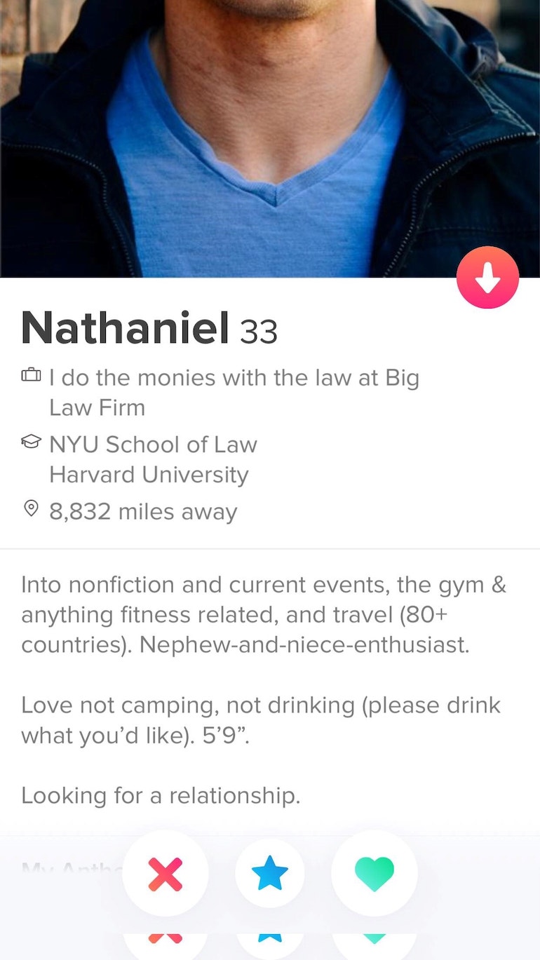 tinder bio example