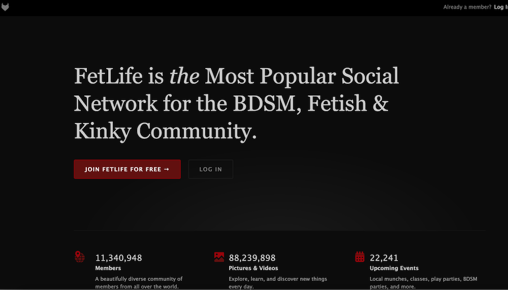 Fetlife homepage