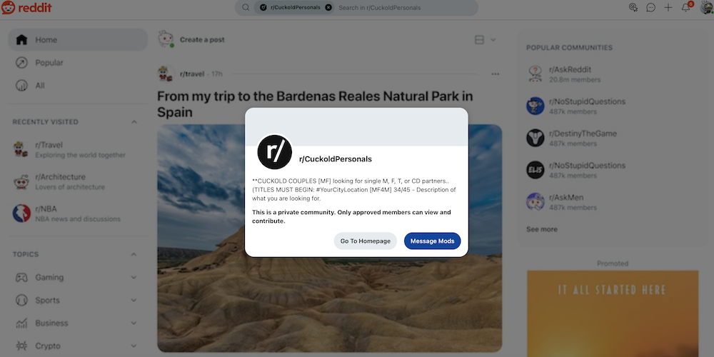 reddit homepage