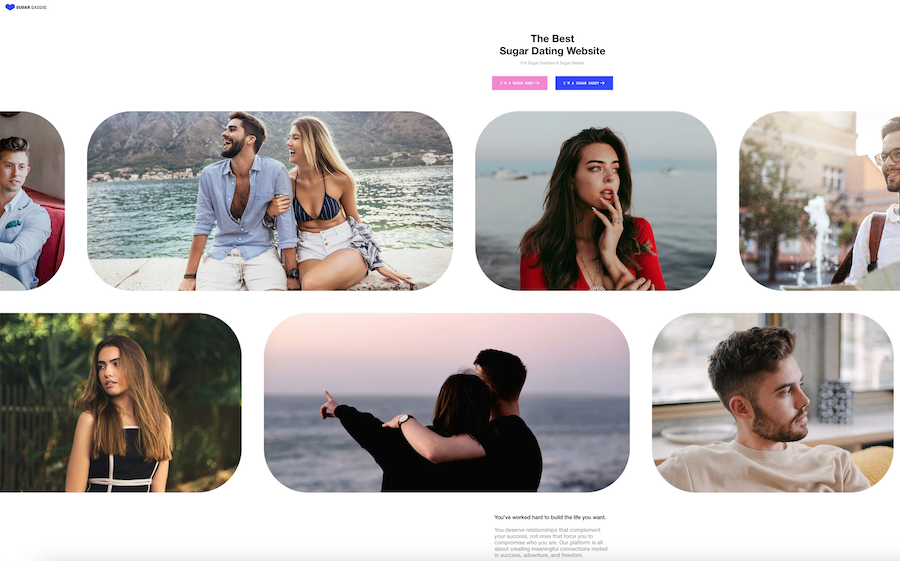 homepage screenshot of sugardaddie