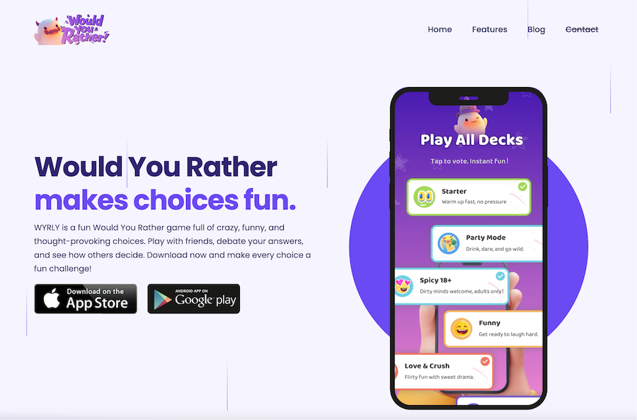 homepage screenshot of wyrly